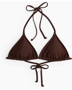 H&M Wattiertes Triangel-Bikinitop - Braun