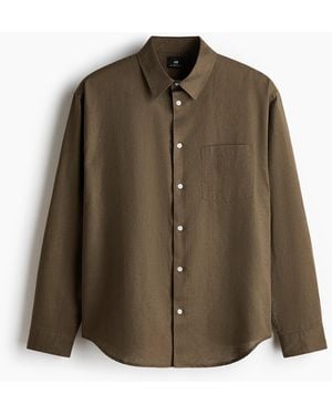 H&M Hemd aus Leinenmix in Relaxed Fit - Braun
