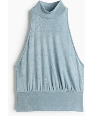 H&M Mouwloze Tricot Top - Blauw