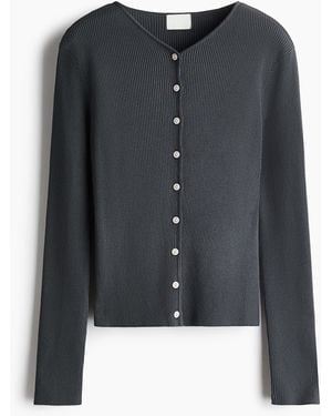 H&M Rippstrick-Cardigan aus Viskosegemisch - Schwarz