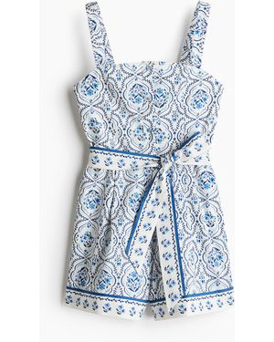 H&M Kurzer Jumpsuit aus Baumwollpopeline - Blau