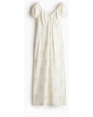 H&M Maxikleid mit Bindebändern - Weiß
