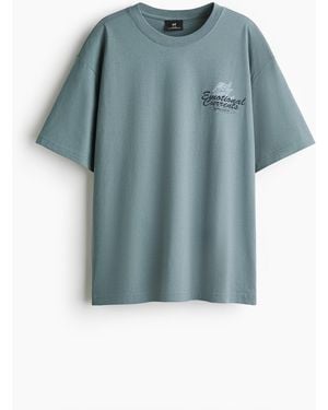 H&M Bedrucktes T-Shirt in Loose Fit - Blau