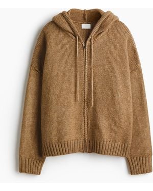 H&M Gestrickte Hoodiejacke - Natur