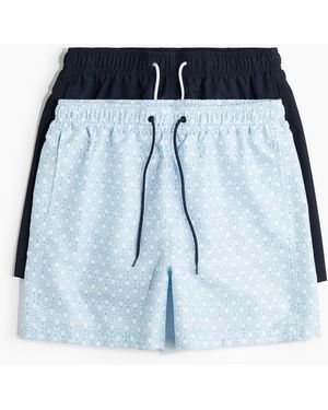 H&M 2er-Pack Badeshorts - Blau