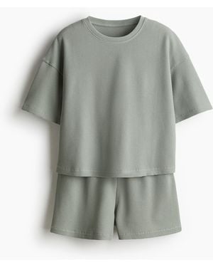 H&M Pyjama mit Waffelstruktur - Grau