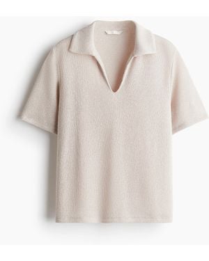 H&M Gestricktes Shirt mit Kragen - Natur