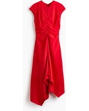 H&M Kleid mit Kappenärmeln und Zipfelsaum - Rot