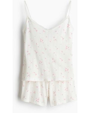 H&M Katoenen Pyjama Met Pointelledessin - Wit
