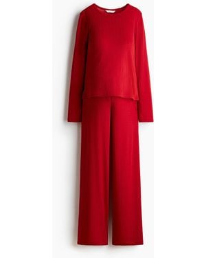 H&M MAMA Pyjama aus Pointellejersey - Rot