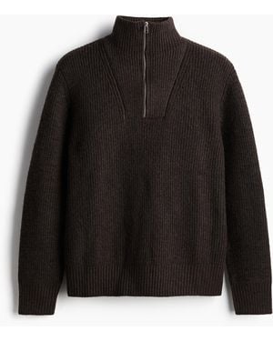 H&M Pullover mit kurzem Zipper in Regular Fit - Schwarz