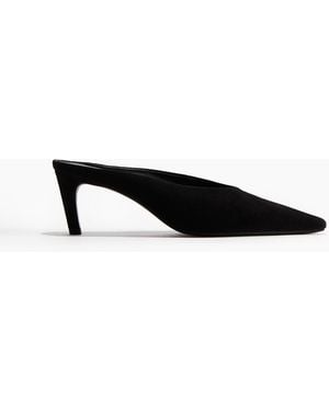 H&M Spitze Mules aus Veloursleder - Schwarz