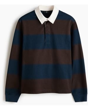 H&M Rugbyshirt aus Baumwolle in Regular Fit - Blau