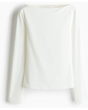 H&M Figurbetontes Shirt mit U-Boot-Ausschnitt - Weiß