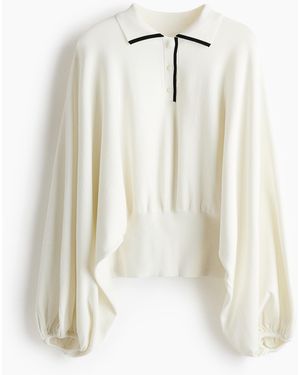 H&M Polopullover mit Fledermausärmeln - Weiß