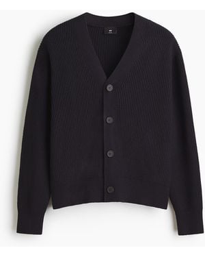 H&M Gerippter Cardigan in Relaxed Fit - Blau