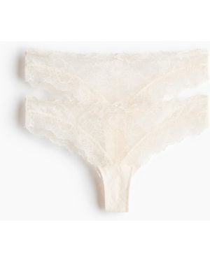 H&M 2er-Pack Brazil Slips aus Spitze - Weiß