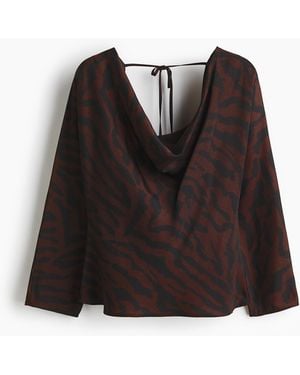H&M Shirt mit Wasserfall-Ausschnitt - Schwarz