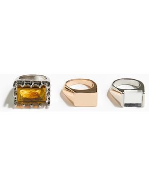 H&M Set Van 3 Chunky Ringen - Metallic