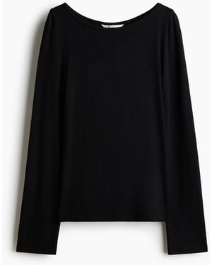 H&M Langarmshirt aus Feinstrick - Schwarz