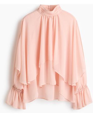 H&M Flounced cape-detail blouse - Pink