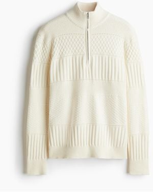 H&M Musterstrick-Pullover in Regular Fit - Weiß