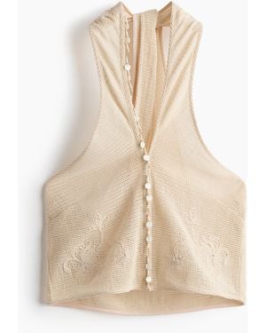 H&M Embroidered cotton beach top - Natur