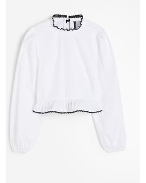 H&M Peplumblouse Met Pofmouwen - Wit