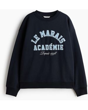 H&M Sweater Met Tekstmotief - Blauw