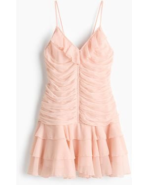 H&M Gedrapeerde Strapjurk Van Chiffon - Roze
