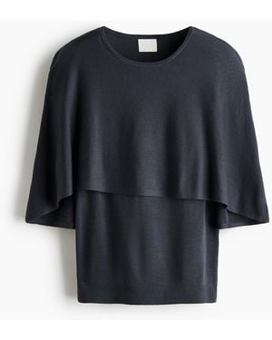 H&M Feinstrickshirt mit Cape - Blau