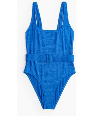 H&M Badeanzug Mit Gürtel - Blau