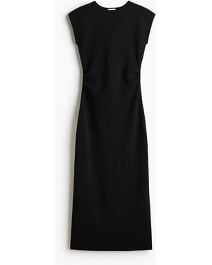 H&M Drapiertes Midikleid - Schwarz