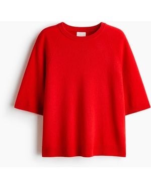 H&M Kurzarmshirt aus Wolle - Rot
