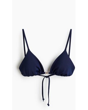 H&M Wattiertes Triangel-Bikinitop - Blau
