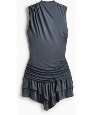 H&M Gedrapeerde Strokenjurk - Blauw