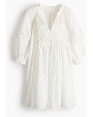 H&M Tunikakleid mit Spitze - Weiß