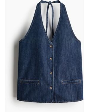 H&M Jeansgilet mit Neckholder - Blau