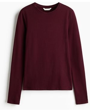 H&M Figurnahes Baumwollshirt - Rot