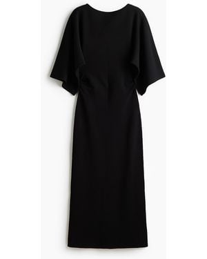 H&M Drapiertes Midikleid - Schwarz