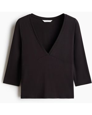 H&M Top Van Viscose Met V-hals - Zwart