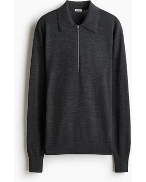 H&M Poloshirt Van Fijngebreide Merinoswol - Zwart