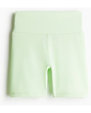 H&M Ribbed Performance Midi Biker Shorts - Grün