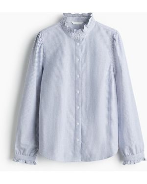 H&M Oxford-Bluse mit Volants - Blau