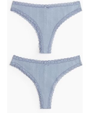 H&M 2er-Pack Brazil Slips aus Baumwoll-Pointelle - Blau