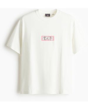 H&M Bedrucktes T-Shirt in Loose Fit - Weiß