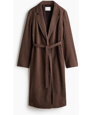 H&M Mantel mit Bindegürtel - Braun