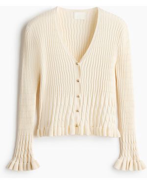 H&M Volantbesetzter Cardigan mit V-Ausschnitt - Weiß