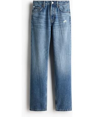 H&M Straight High Waist Jeans - Blau