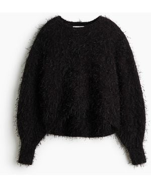 H&M Kurzpullover aus flauschigem Strick - Schwarz